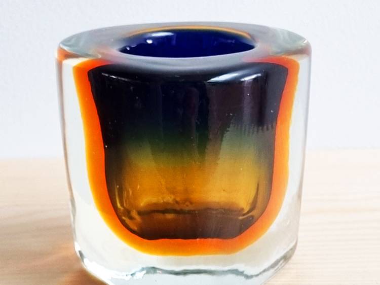 bougeoir-porte briquet sommerso-murano-galerie odile vevey