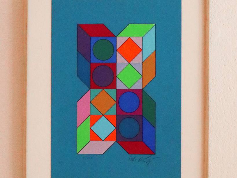 serigraphie-sonora-vasarely-6.200-turquoise galerie odile vevey