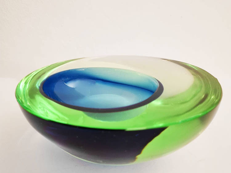 bowl-murano-sommerso-vert-bleu galerie odile vevey