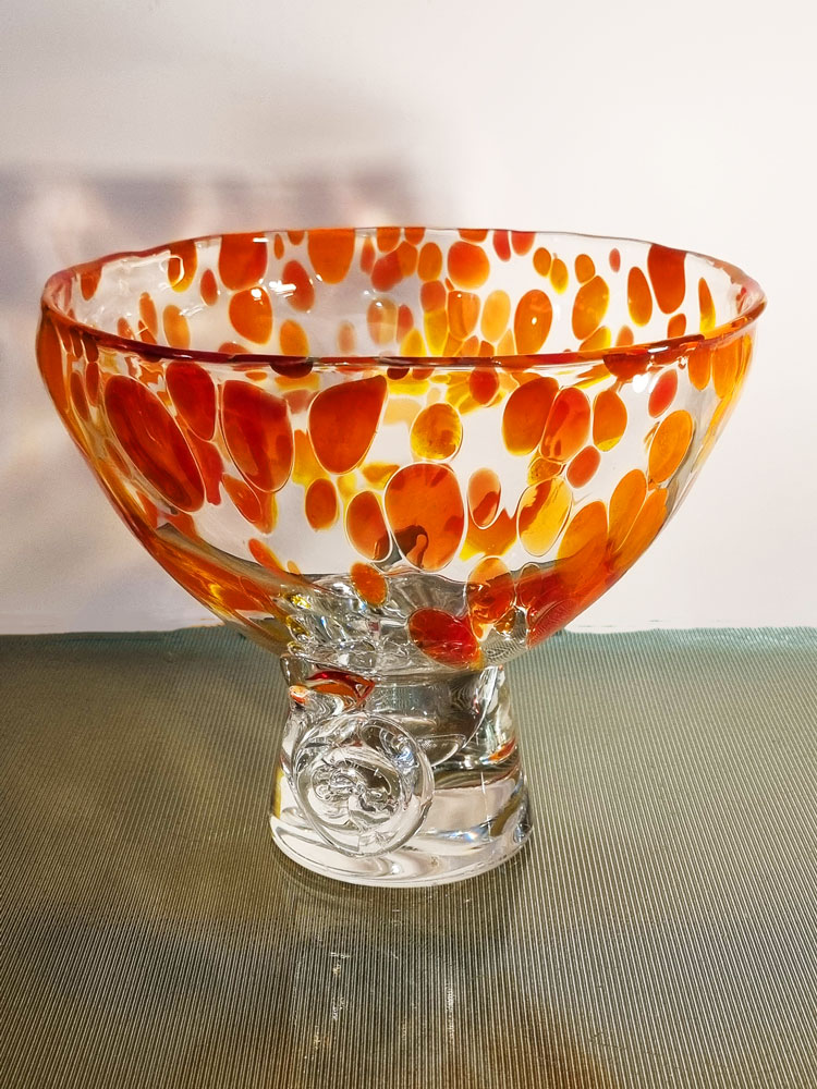 coupe-en-verre-soufflé-orange-transp. galerie odile vevey